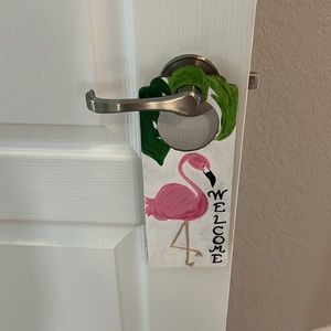 2/$5 Hand crafted Pink Flamingo Door Hanger